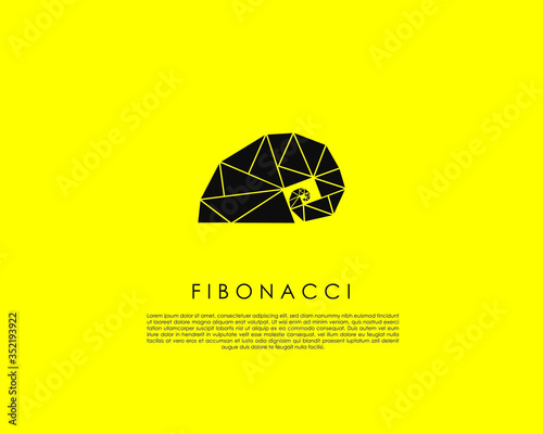 a logo consists of black triangles arranged according to fibonacci series and golden ratio