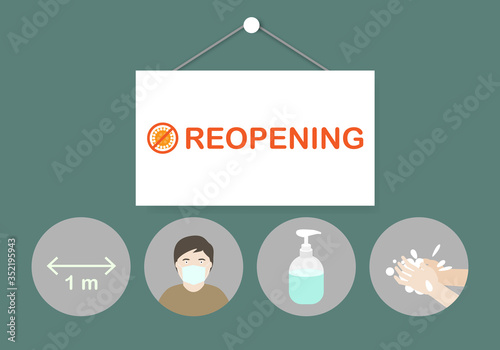 Reopening banner after lockdpwn the country for coronavirus outbreak