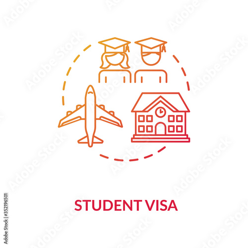 Student visa concept icon. Foreign country legal immigration. University students exchange program idea thin line illustration. Vector isolated outline RGB color drawing