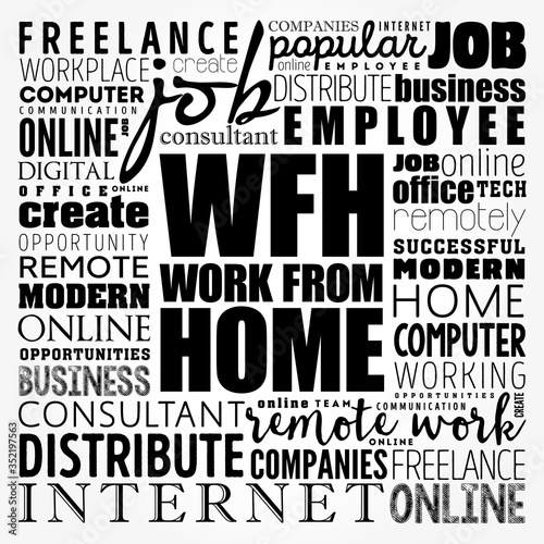 WFH - Work From Home word cloud, business concept background