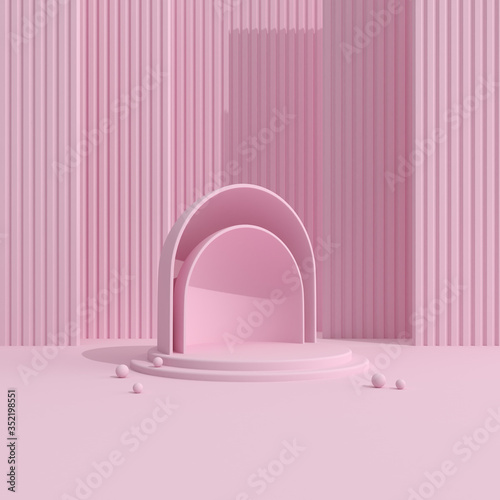 Abstract mock-up scene in minimal style, Podium with geometry form, Product presentation, pastel color object platform. 3D rendering.