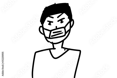 A man wearing a mask, Hand painted