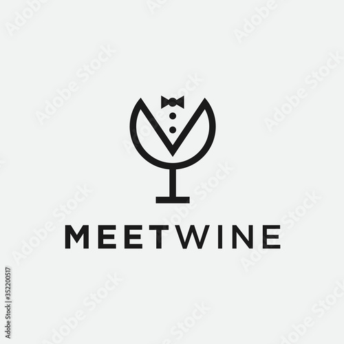 bar waitress logo. wine icon
