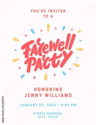 Farewell party invitation. Vector lettering.