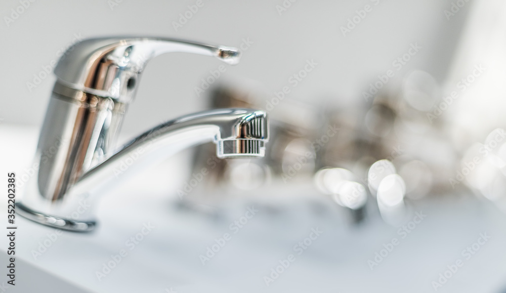 Bathroom faucets put up for sale in a household goods store Bathroom faucets put up for sale in a household goods store