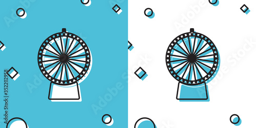 Black Lucky wheel icon isolated on blue and white background. Random dynamic shapes. Vector Illustration