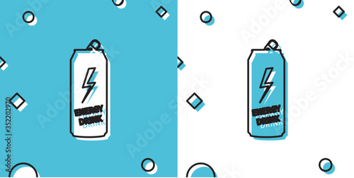 Black Energy drink icon isolated on blue and white background. Random dynamic shapes. Vector Illustration