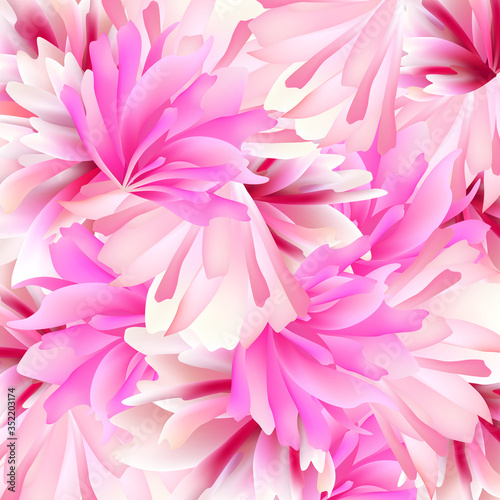 Floral pattern background full filled with gentle pink peony, asters flower buds. A vector illustration.