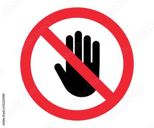 Stop, no entry sign palm crossed red symbol vector