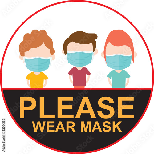 Please wear face mask signage vector