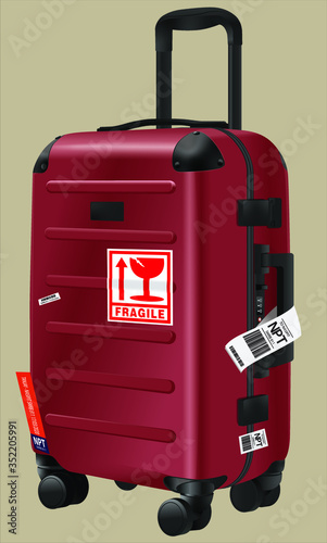 red travel suitcase isolated vector