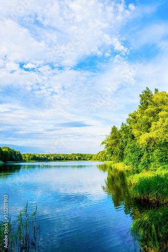 The beautiful  lake with a nice reflection on the water