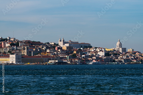 View of the skyline of the downtown of the city of Lisbon, in Portugal, Europe © Tiago Fernandez