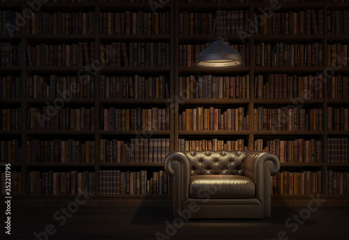 Tableau sur toile Reading room in old library or house