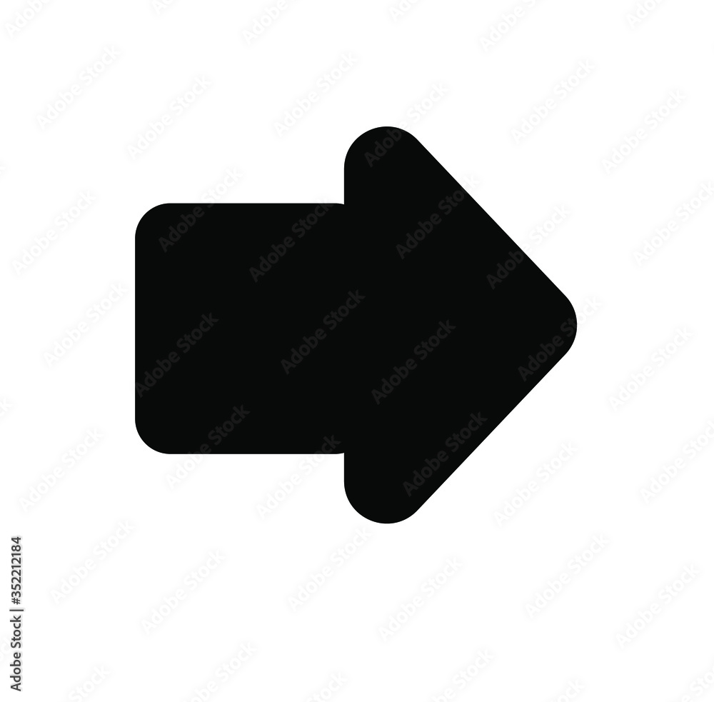 Black large rounded right solid arrow icon sketched as vector symbol Black large rounded right solid arrow icon sketched as vector symbol