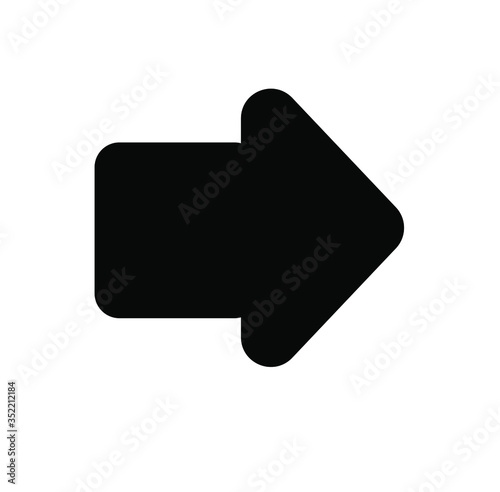 Black large rounded right solid arrow icon sketched as vector symbol	
