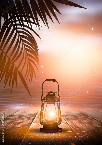 Night lantern on the pier, ...