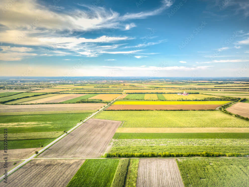 Scenic View Of Agricultural Field Against Cloudy Sky - obrazy, fototapety, plakaty 
