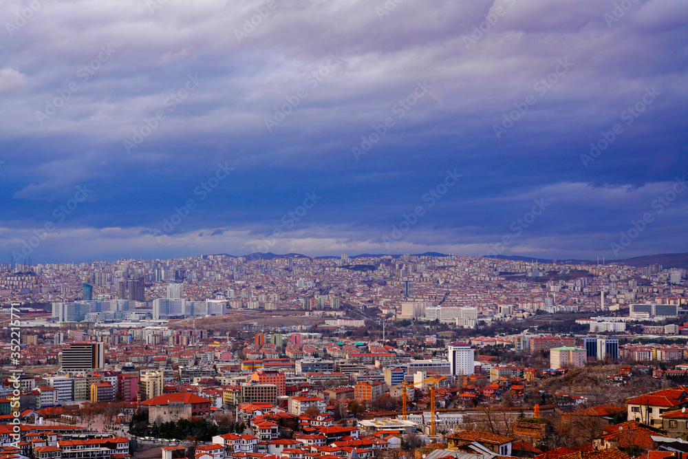 Panoramic view of Ankara city. Ankara is the capital city of Turkey 