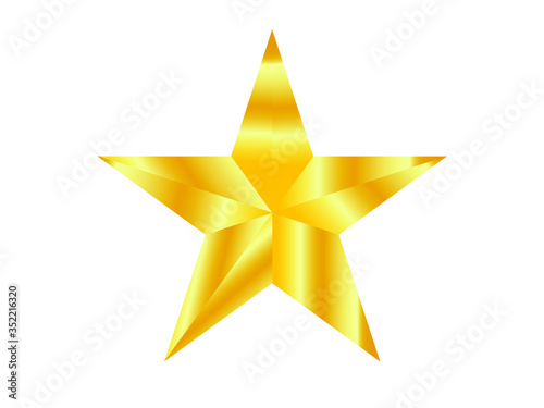 Gold star on a white background with shadows. Vector illustration.