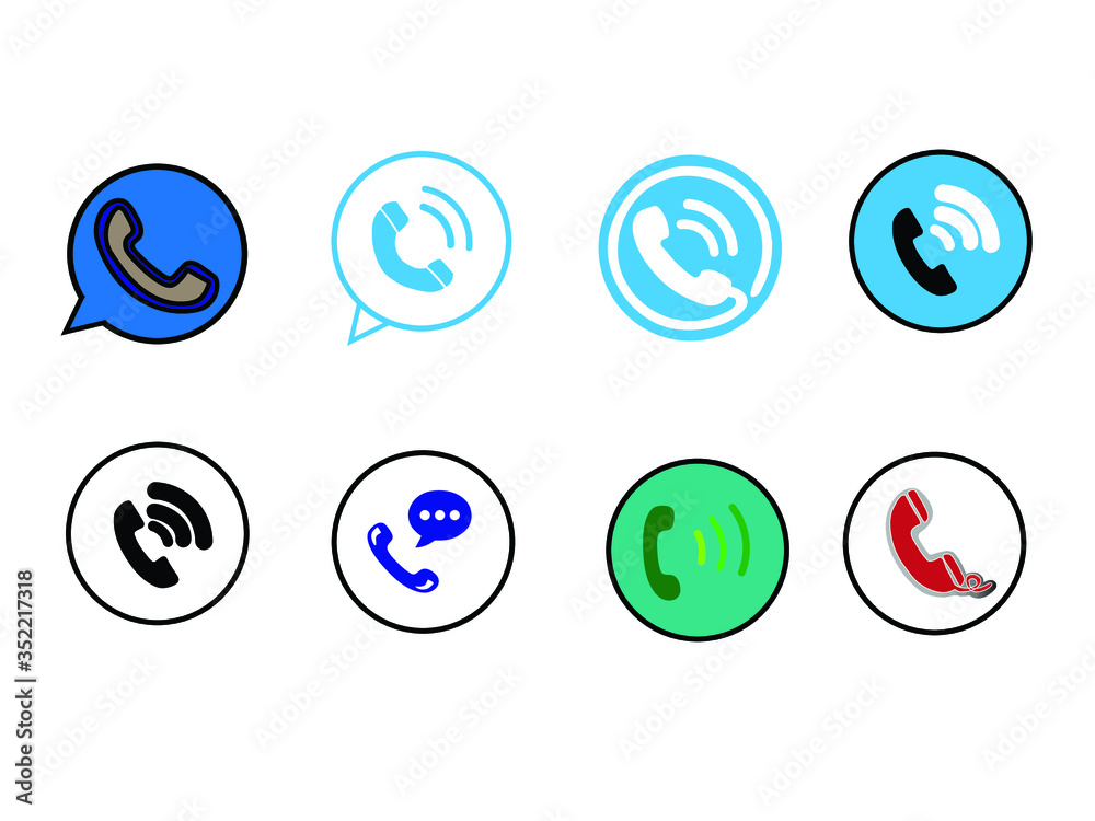 Telephone icons set on white background.

