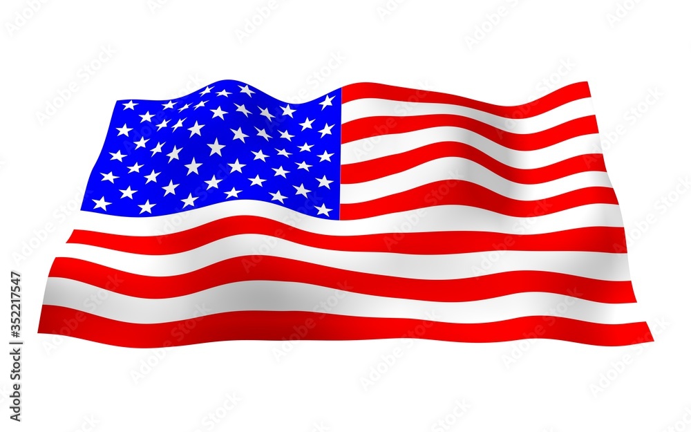 Fototapeta premium Waving flag of the United States of America. Stars and Stripes. State symbol of the USA. 3D illustration