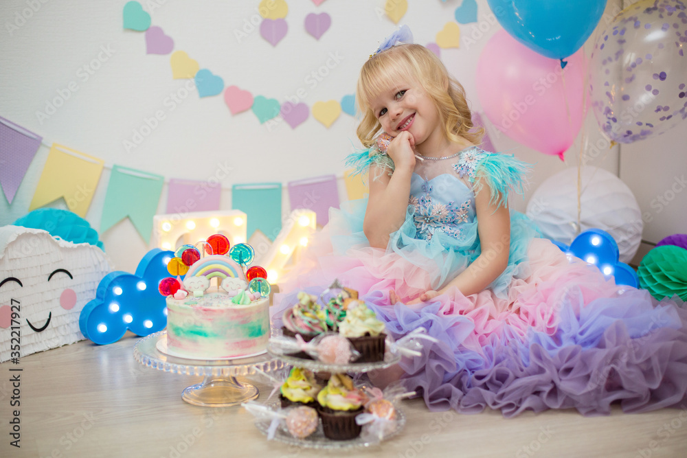 birthday girls with festive decor and sweet birthday girls with festive decor and sweet