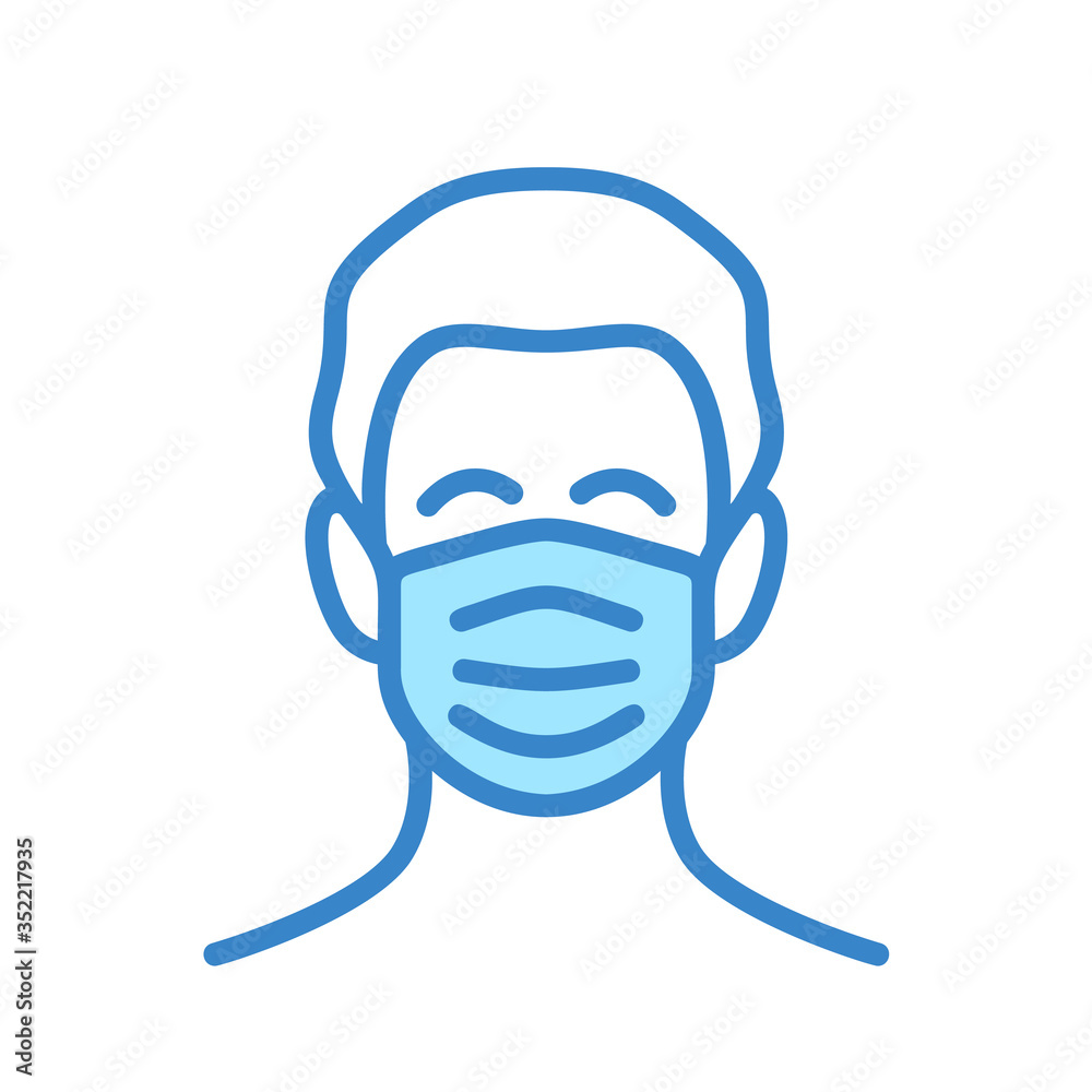 Man with Face Mask - Modern Protective Mask Icon