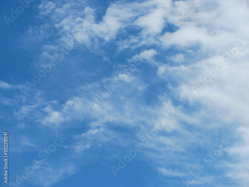 Blue sky with white clouds background. Calm and peaceful.