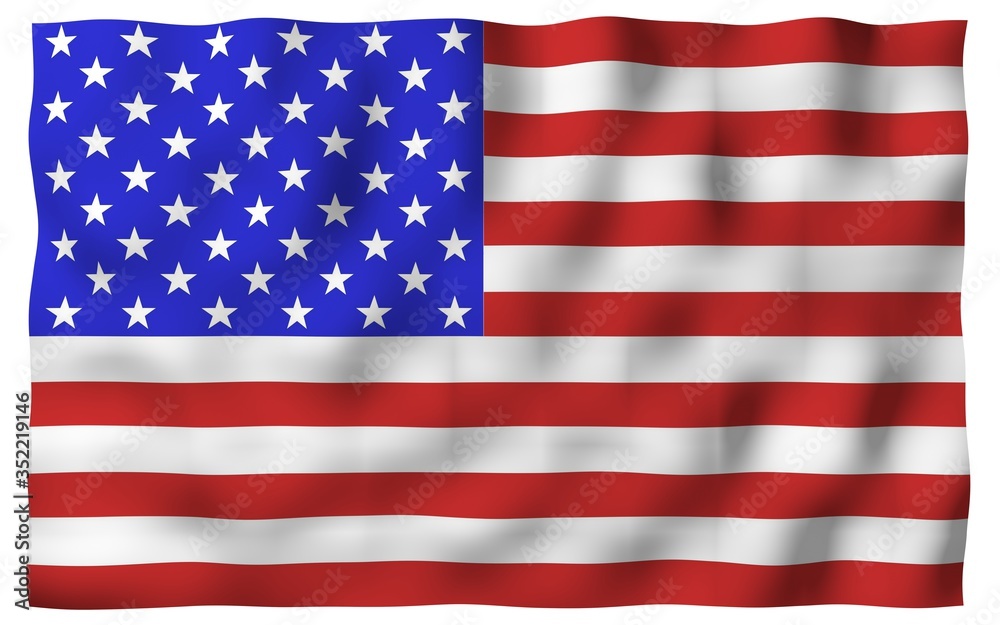 Fototapeta premium Waving flag of the United States of America. Stars and Stripes. State symbol of the USA. 3D illustration