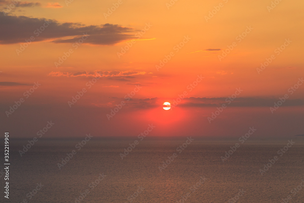fiery sunset over sea