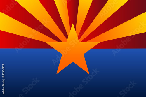 The flag of Arizona with gradient colors. Template for background, banner, card, poster. Vector EPS10 illustration.