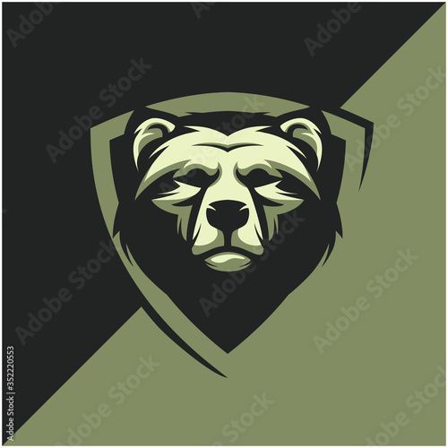 Bear head logo for sport or esport team. Design element for company logo, label, emblem, apparel or other merchandise. Scalable and editable Vector illustration