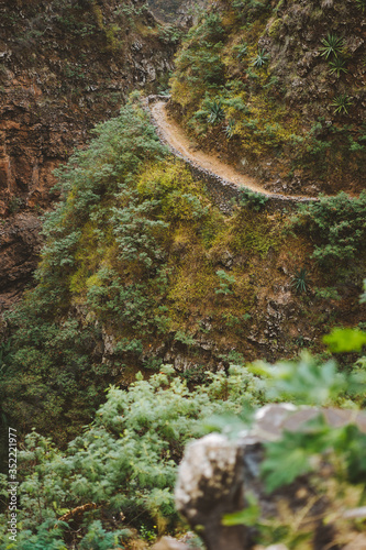 Fototapeta Naklejka Na Ścianę i Meble -  Hiking trail in mountains on island of Santo Antao, Cape Verde, Africa