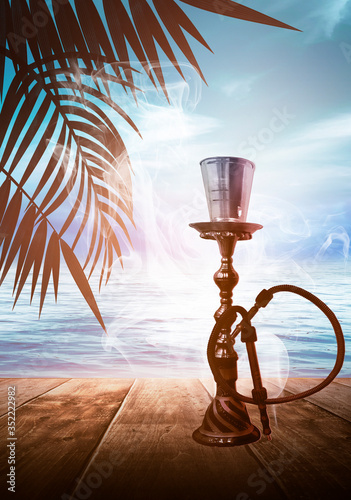 Oriental Hookah on a wooden...
