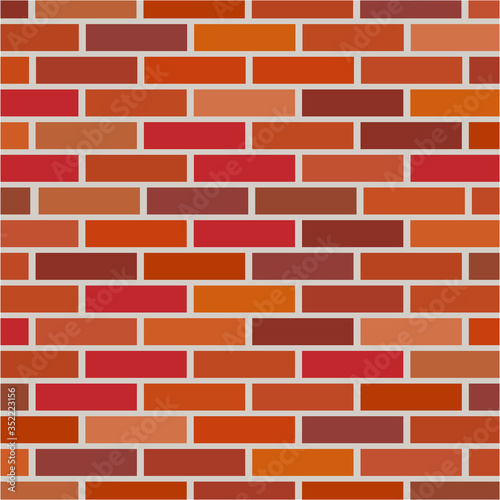 Cartoon red brick wall texture or background with stains for text. vector illustration