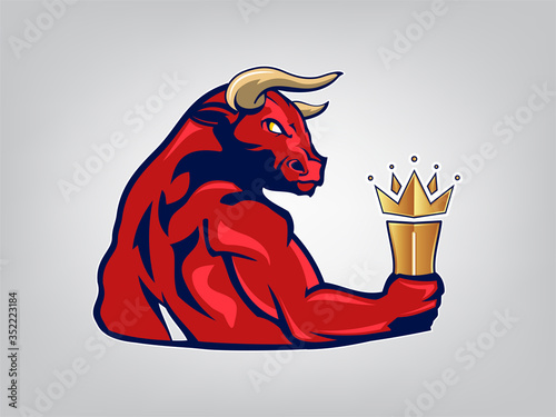Wild buffalo bull in cartoon style for mascot and emblem design