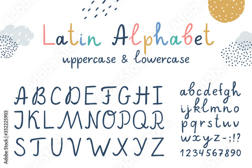vector funny childrens latin hand drawn alphabet