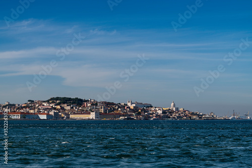 View of the skyline of the downtown of the city of Lisbon, in Portugal, Europe © Tiago Fernandez