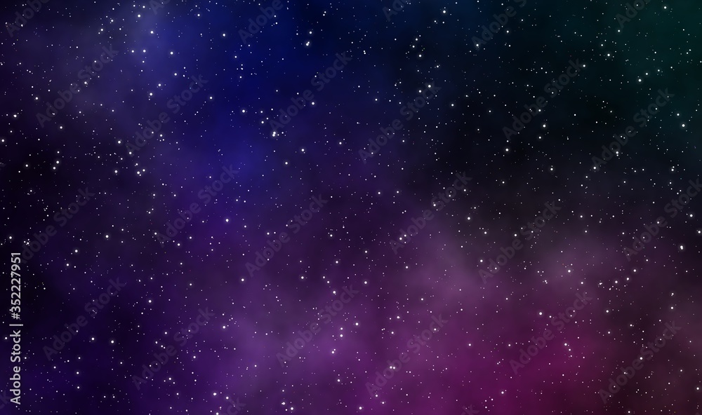 Spacescape illustration graphic design background with stars field in the galaxy