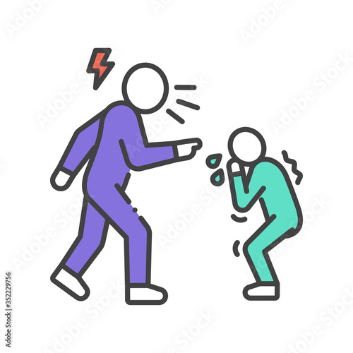 Parent bullying kid color line icon. Human rights. Child abuse. Violence in family. Sign for web page, mobile app, button, logo. Editable stroke