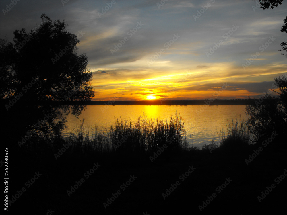 Sunset over the Chobe river in Kasane in Botswana while staying at the Chobe Safari Lodge next to the Chobe National Park