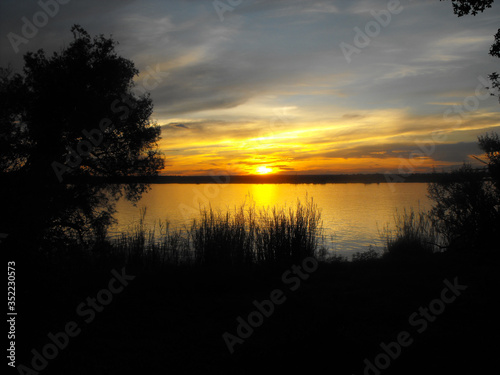 Sunset over the Chobe river in Kasane in Botswana while staying at the Chobe Safari Lodge next to the Chobe National Park