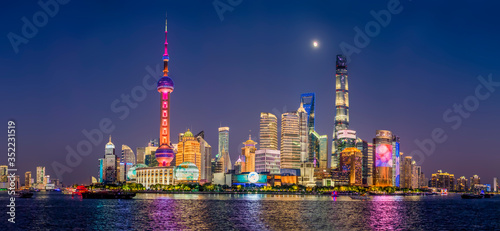 Panoramic view the bund Shanghai