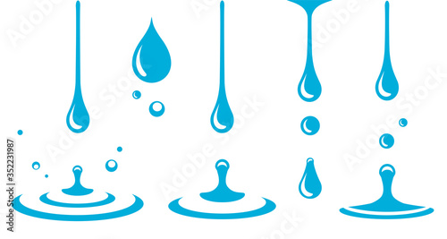 set of splash icons, drops and bubbles
