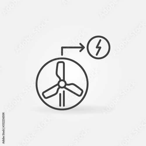 Wind Turbine and Energy outline vector concept icon or symbol