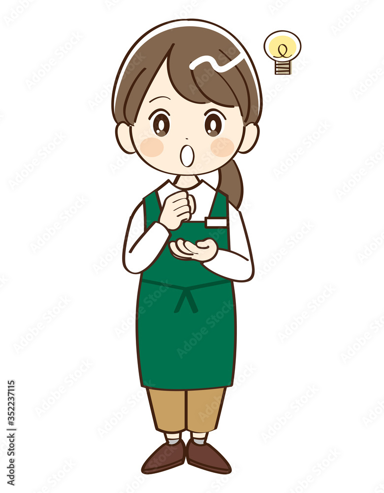 女性、店員、閃き 女性、店員、閃き