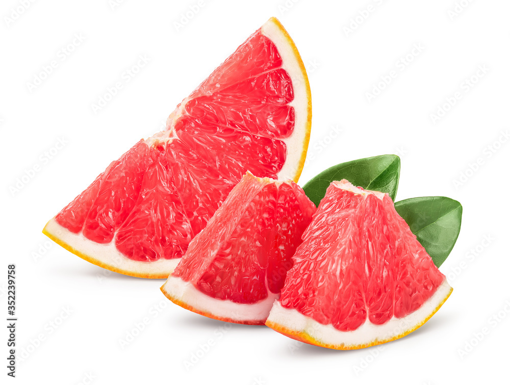 Grapefruit slice isolated on white background. With clipping path and full depth of field Grapefruit slice isolated on white background. With clipping path and full depth of field
