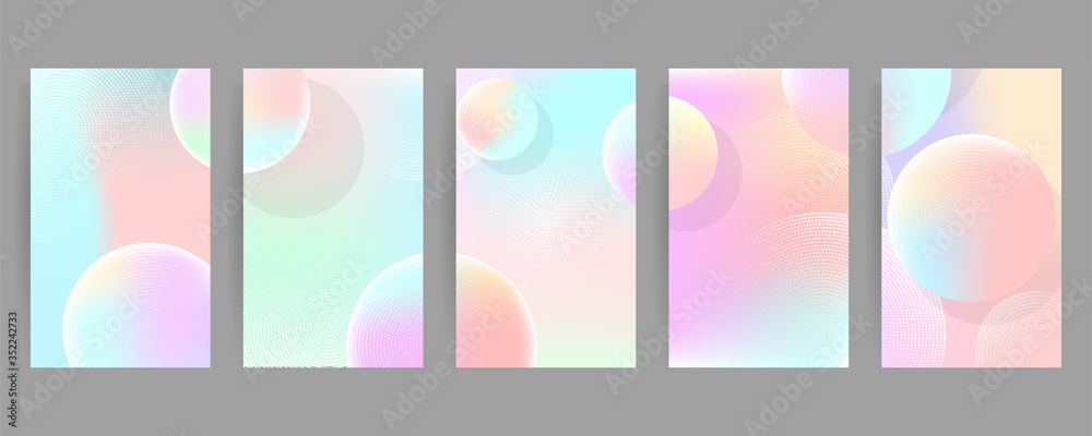 Delicate muted pastel shades of the background Modern abstract covers set, Modern colorful wave liquid flow poster. Cool gradient shapes composition, vector covers design