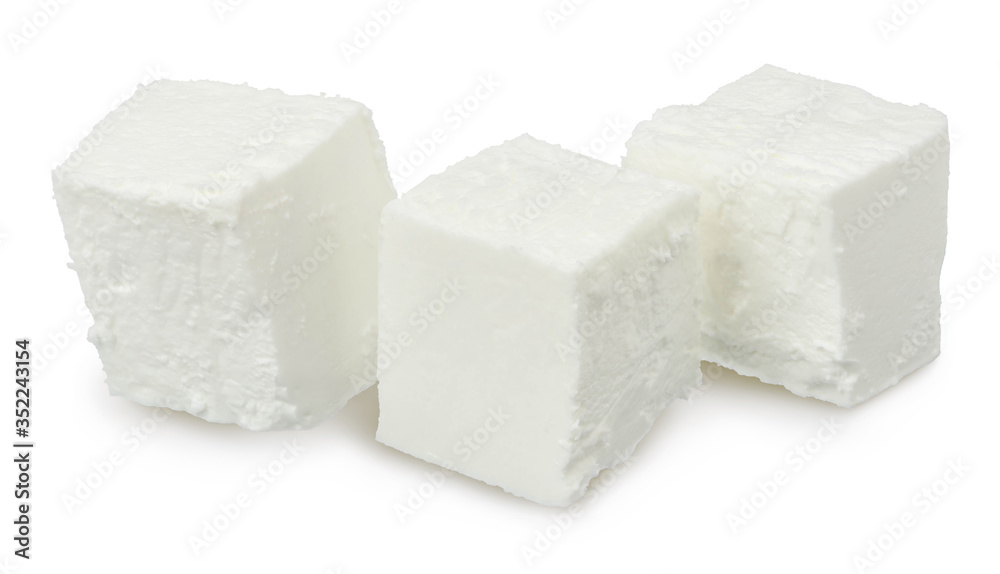 Feta cheese isolated on white background. With clipping path and full depth of field